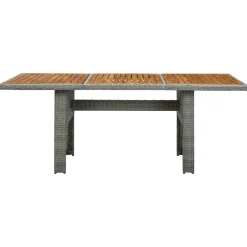 vidaXL Tuintafel poly rattan en massief acaciahout lichtgrijs