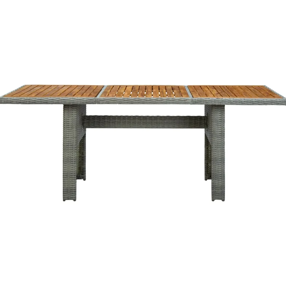 vidaXL Tuintafel poly rattan en massief acaciahout lichtgrijs