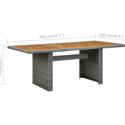 vidaXL Tuintafel poly rattan en massief acaciahout lichtgrijs