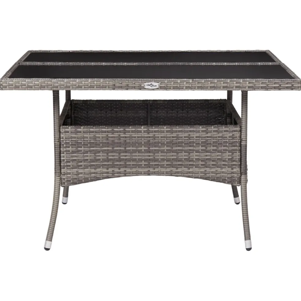 vidaXL Tuintafel poly rattan en glas grijs