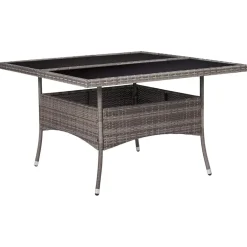 vidaXL Tuintafel poly rattan en glas grijs