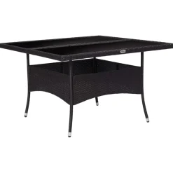 vidaXL Tuintafel poly rattan en glas zwart