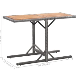 vidaXL Tuintafel poly rattan en massief acaciahout antraciet