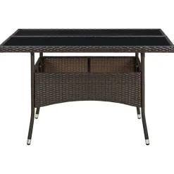 vidaXL Tuintafel poly rattan en glas bruin