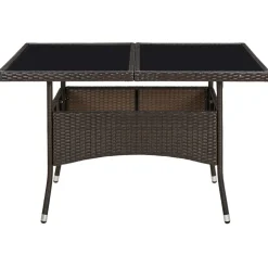 vidaXL Tuintafel poly rattan en glas bruin
