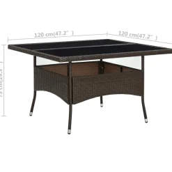 vidaXL Tuintafel poly rattan en glas bruin