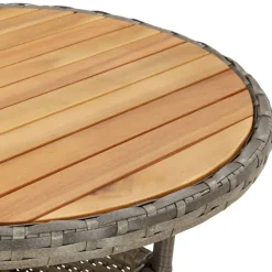 vidaXL Tuintafel Ø60x75 cm acaciahout en poly rattan grijs
