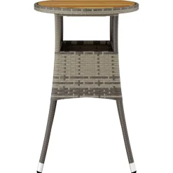 vidaXL Tuintafel Ø60x75 cm acaciahout en poly rattan grijs