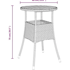 vidaXL Tuintafel Ø60x75 cm acaciahout en poly rattan grijs