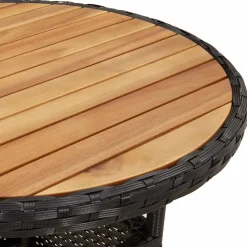 vidaXL Tuintafel Ø60x75 cm acaciahout en poly rattan zwart