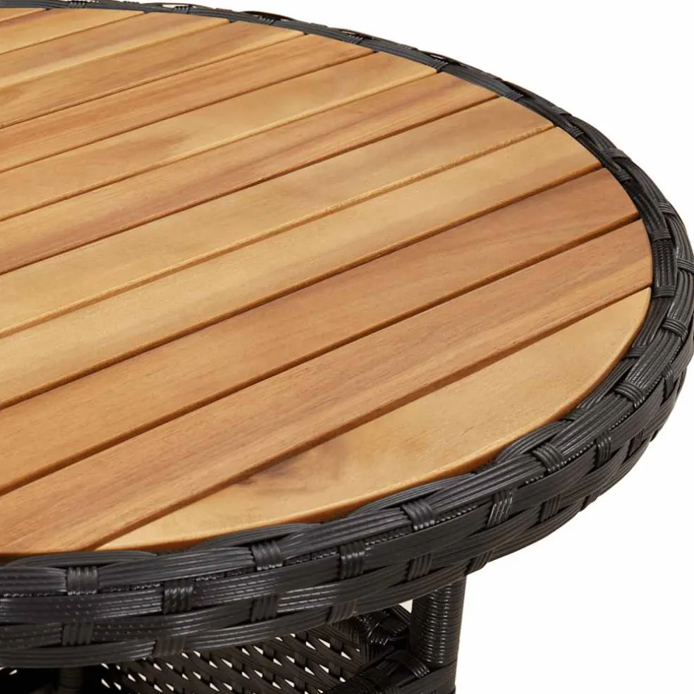 vidaXL Tuintafel Ø60x75 cm acaciahout en poly rattan zwart