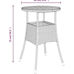 vidaXL Tuintafel Ø60x75 cm acaciahout en poly rattan zwart