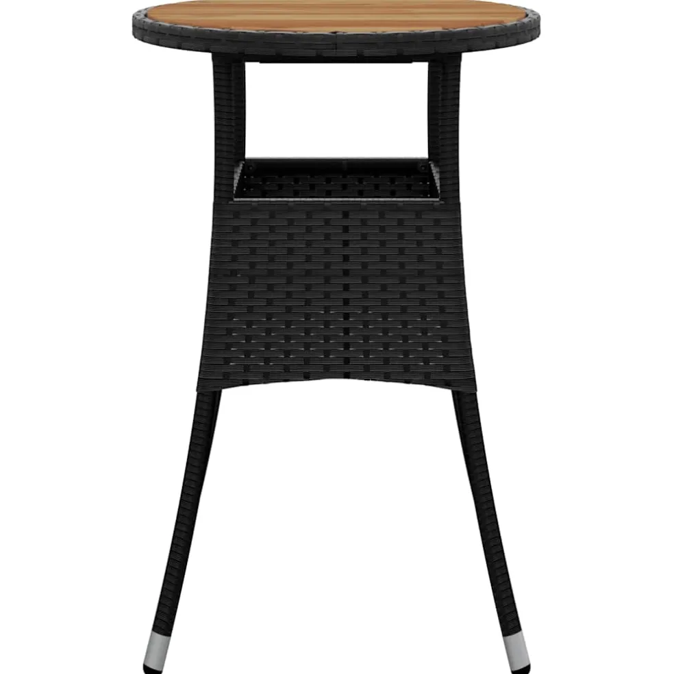 vidaXL Tuintafel Ø60x75 cm acaciahout en poly rattan zwart