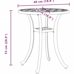 vidaXL Tuintafel Ø 48x53 cm gietaluminium zwart