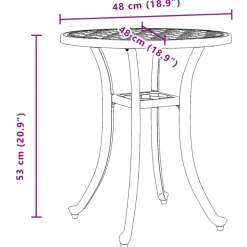 vidaXL Tuintafel Ø 48x53 cm gietaluminium bronskleurig