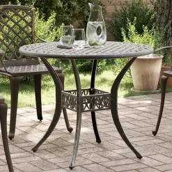 vidaXL Tuintafel Ø 90x75 cm gietaluminium bronskleurig