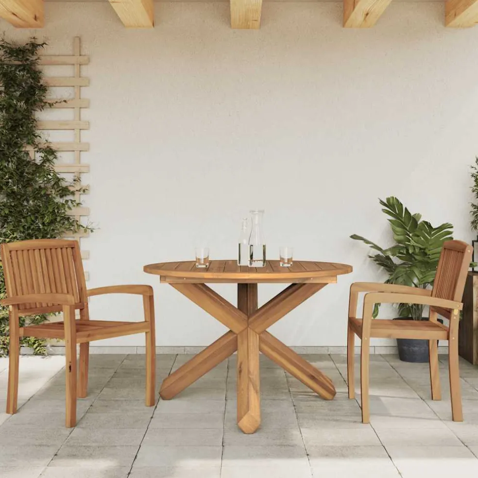 vidaXL Tuintafel Ø109x74 cm massief teakhout