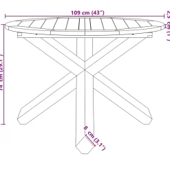 vidaXL Tuintafel Ø109x74 cm massief teakhout