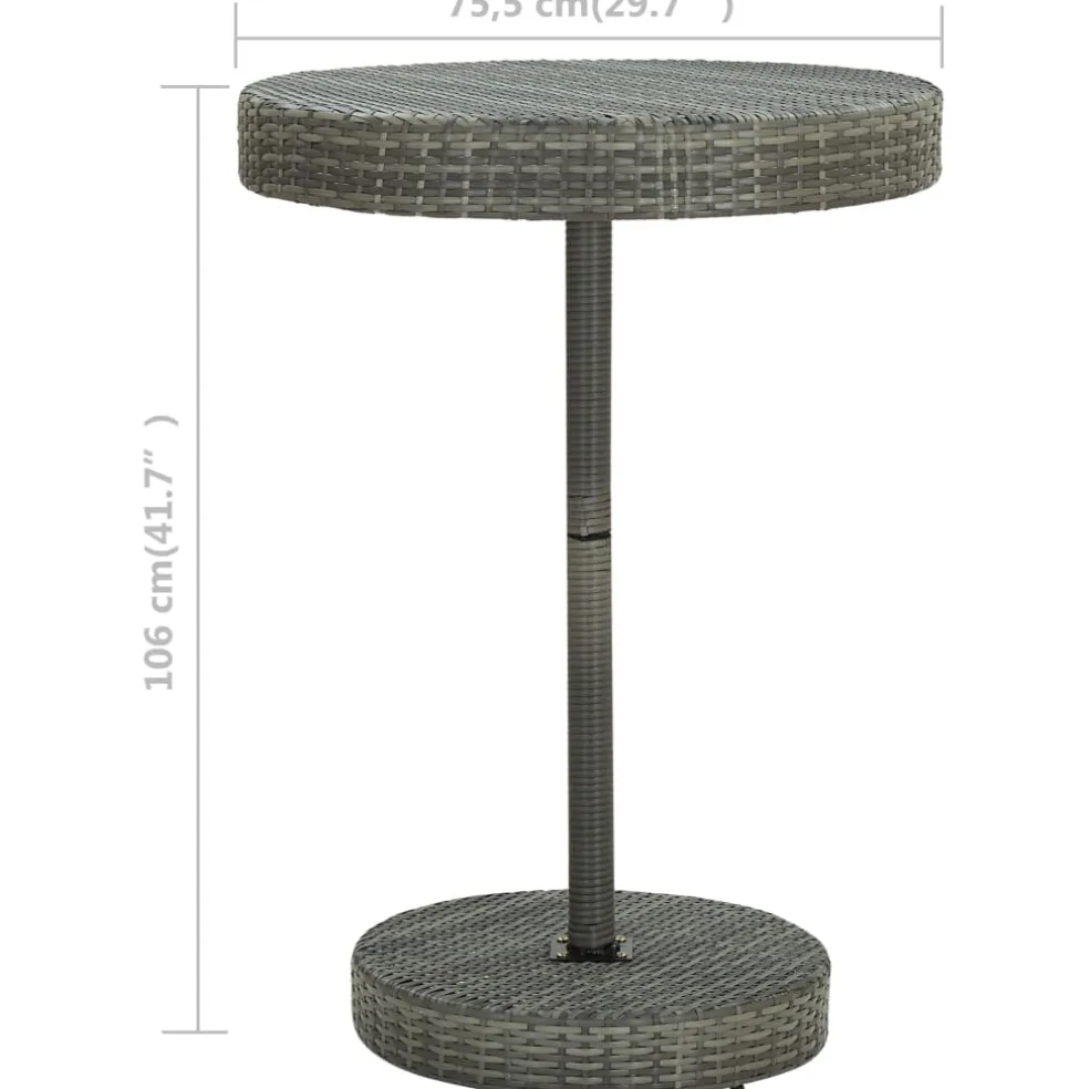 vidaXL Tuintafel 75,5x106 cm poly rattan grijs
