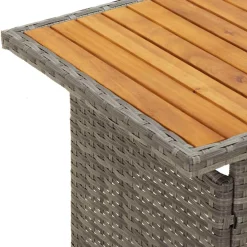 vidaXL Tuintafel 100x50x43/63 cm acaciahout en poly rattan grijs