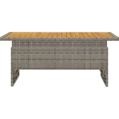 vidaXL Tuintafel 100x50x43/63 cm acaciahout en poly rattan grijs