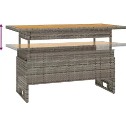 vidaXL Tuintafel 100x50x43/63 cm acaciahout en poly rattan grijs