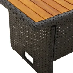 vidaXL Tuintafel 100x50x43/63 cm acaciahout en poly rattan zwart