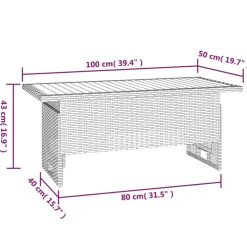 vidaXL Tuintafel 100x50x43/63 cm acaciahout en poly rattan zwart