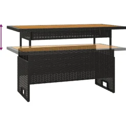 vidaXL Tuintafel 100x50x43/63 cm acaciahout en poly rattan zwart