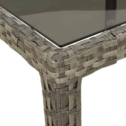 vidaXL Tuintafel 190x90x75 cm gehard glas en poly rattan grijs