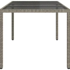 vidaXL Tuintafel 190x90x75 cm gehard glas en poly rattan grijs
