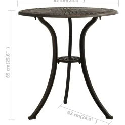 vidaXL Tuintafel 62x62x65 cm gietaluminium bronskleurig