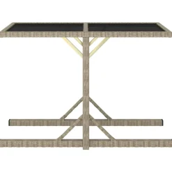 vidaXL Tuintafel 110x53x72 cm glas en poly rattan beige