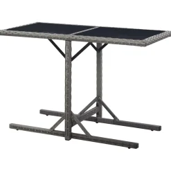 vidaXL Tuintafel 110x53x72 cm glas en poly rattan antraciet