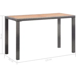 vidaXL Tuintafel 123x60x74 cm massief acaciahout antraciet en bruin