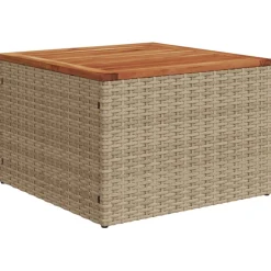 vidaXL Tuintafel 55x55x37 cm poly rattan en acaciahout beige