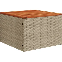 vidaXL Tuintafel 55x55x37 cm poly rattan en acaciahout beige