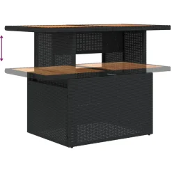 vidaXL Tuintafel 100x55x73 cm poly rattan en acaciahout zwart