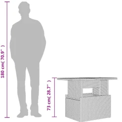 vidaXL Tuintafel 100x55x73 cm poly rattan en acaciahout zwart