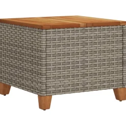 vidaXL Tuintafel 45x45x37 cm poly rattan en acaciahout grijs