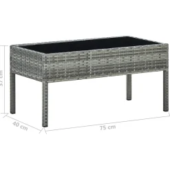 vidaXL Tuintafel 75x40x37 cm poly rattan grijs