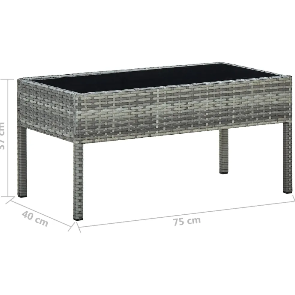 vidaXL Tuintafel 75x40x37 cm poly rattan grijs
