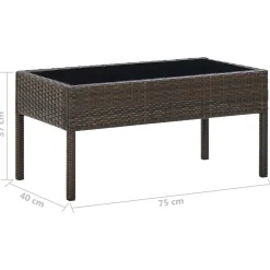 vidaXL Tuintafel 75x40x37 cm poly rattan bruin