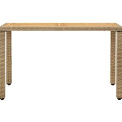 vidaXL Tuintafel 123x60x74 cm poly rattan en massief acaciahout beige