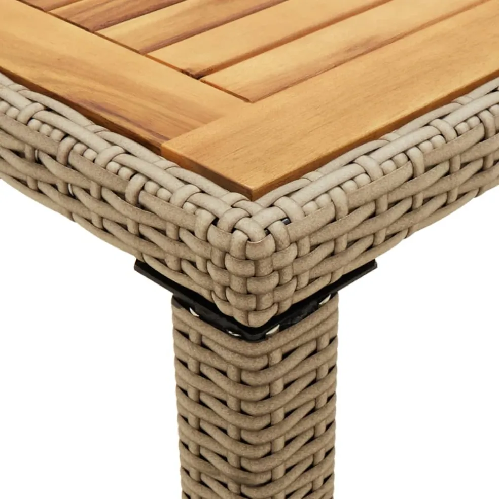 vidaXL Tuintafel 123x60x74 cm poly rattan en massief acaciahout beige