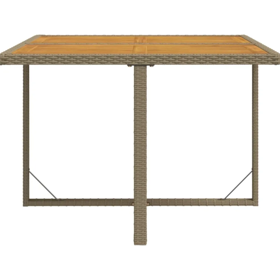 vidaXL Tuintafel 109x107x74 cm poly rattan en massief acaciahout beige