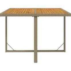 vidaXL Tuintafel 109x107x74 cm poly rattan en massief acaciahout beige