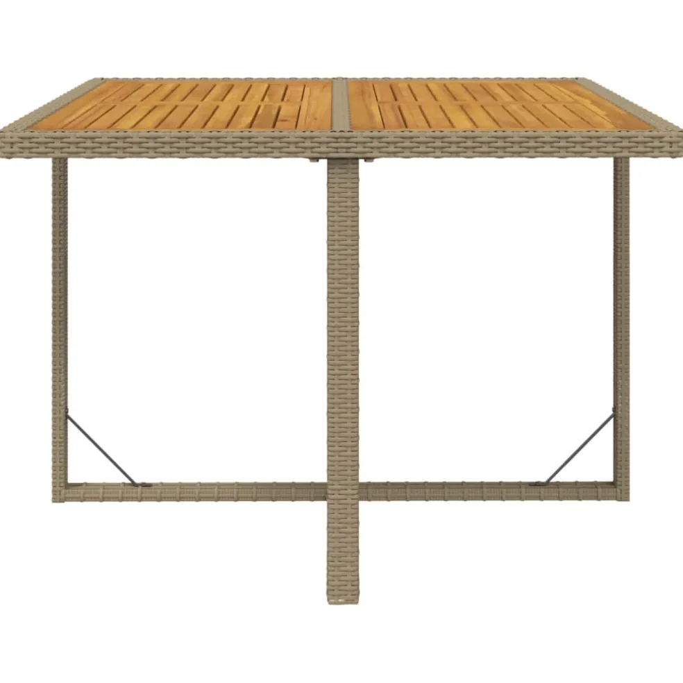 vidaXL Tuintafel 109x107x74 cm poly rattan en massief acaciahout beige