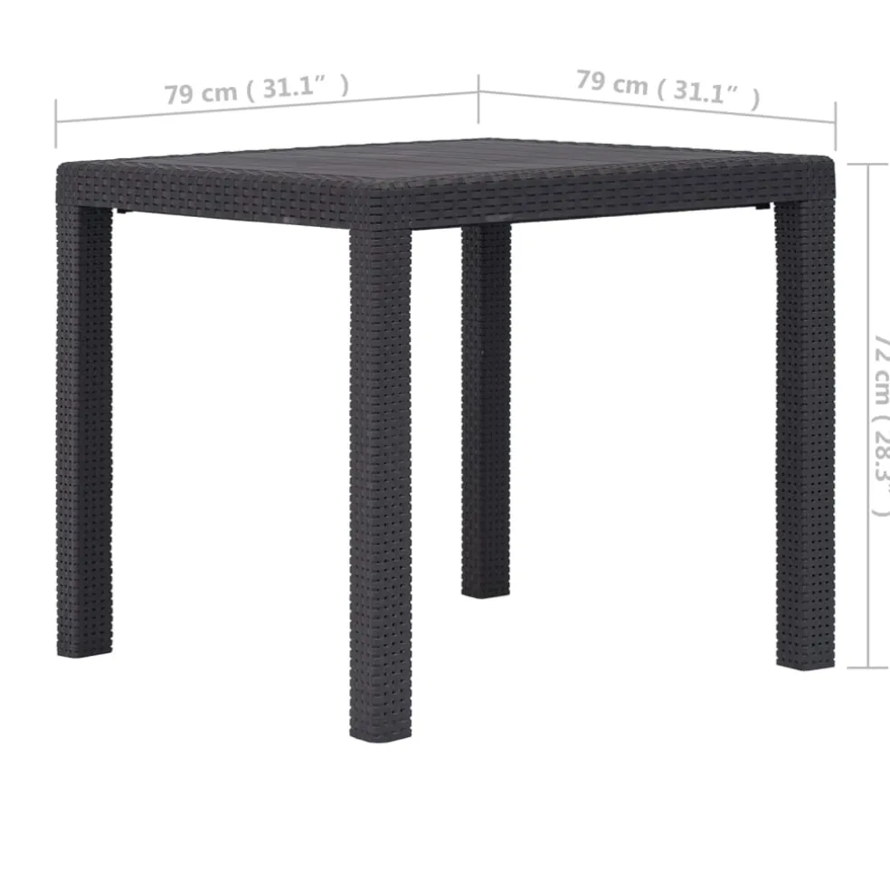 vidaXL Tuintafel 79x79x72 cm rattan-look kunststof bruin