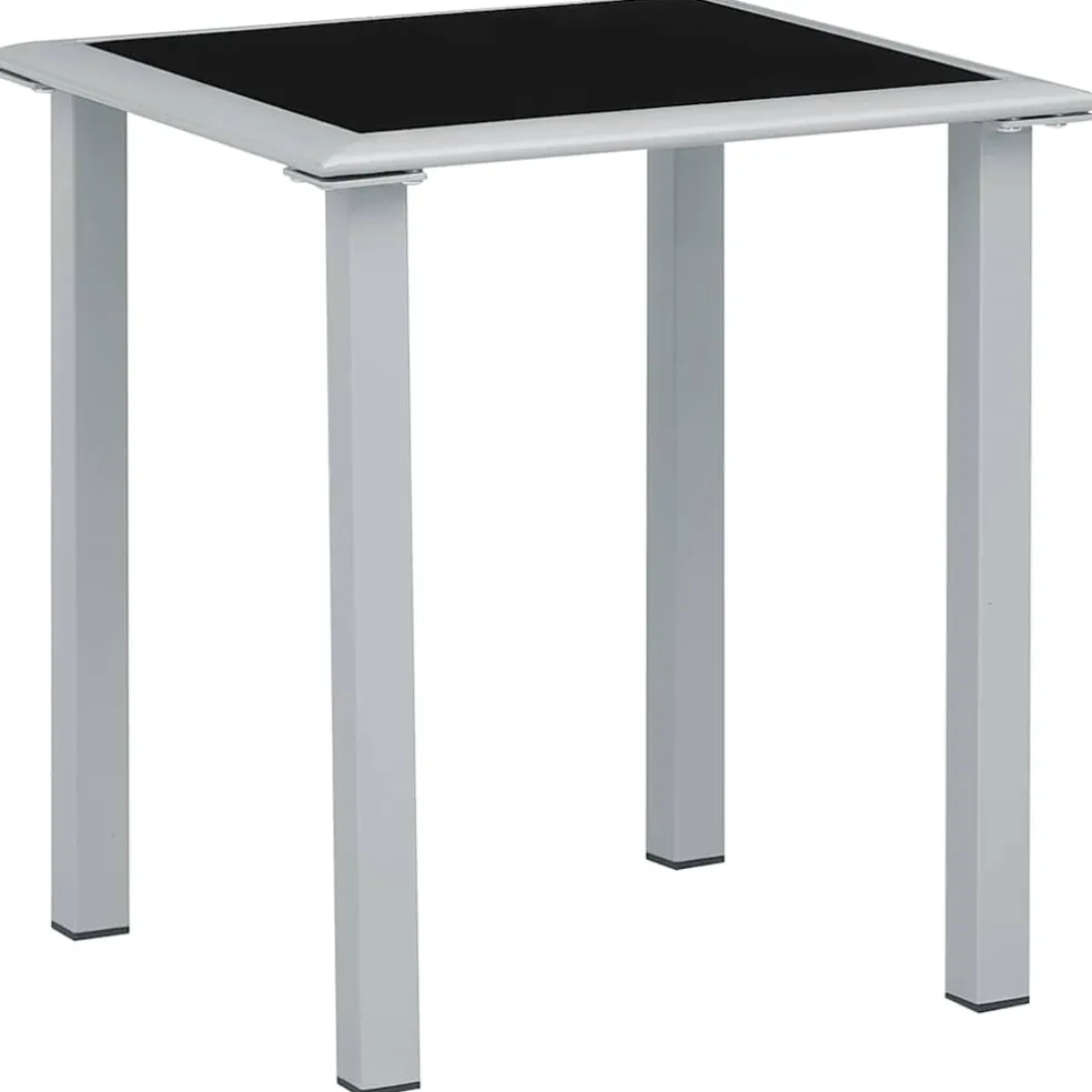 vidaXL Tuintafel 41x41x45 cm staal en glas zwart en zilverkleurig